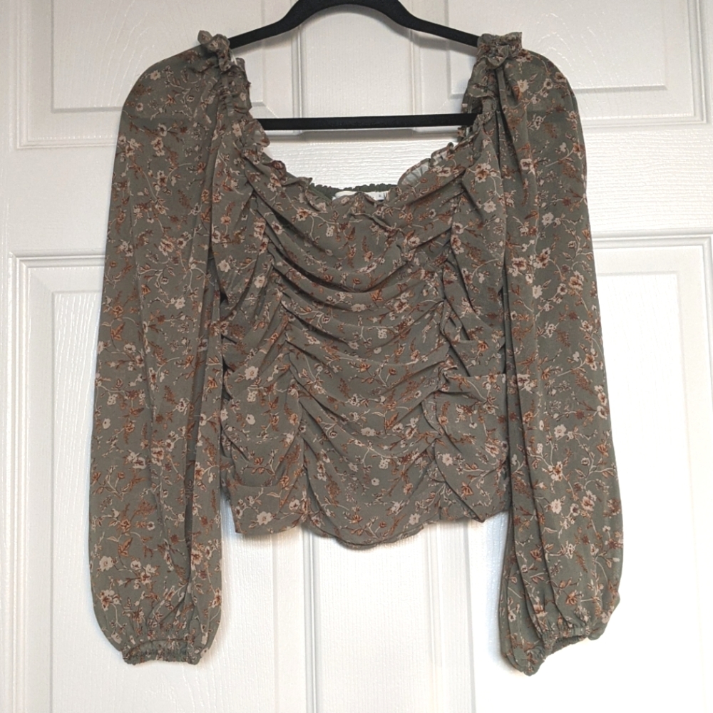 Floral Green Date Night Crop Top